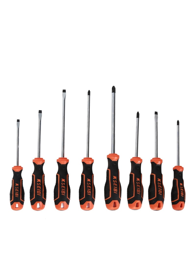 8PCS Slotted And Phillips Screwdriver Set, Professional Cushion Grip Screwdriver Set with High Torque, Assembling Furniture, Repairing Appliances, Electronic Repairs, Automotive and Household Repairs.