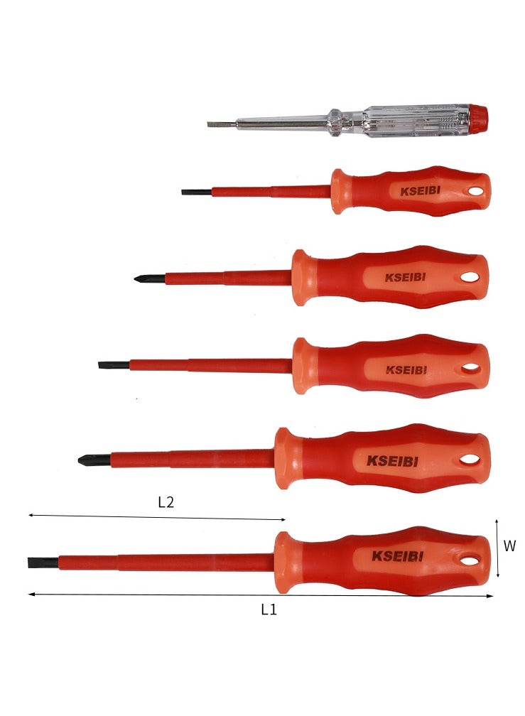 Vde Insulated Screwdriver Set 6-PC, Chrome Vanadium, 1000V Insulated Electrician Screwdriver Set for Electrical Installations, Maintenance and Repair, Automotive Work and DIY Electrical Projects.