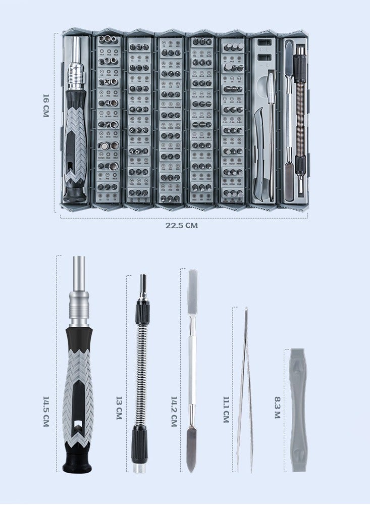 ProOne PGS101 126 Pcs precision screwdriver set Repair tool kit CRV strong magnetic head Non-slip Comfortable for Macbook/Mobile Phone/PC/Ipad/Tablet/Cameras and Other Electronics