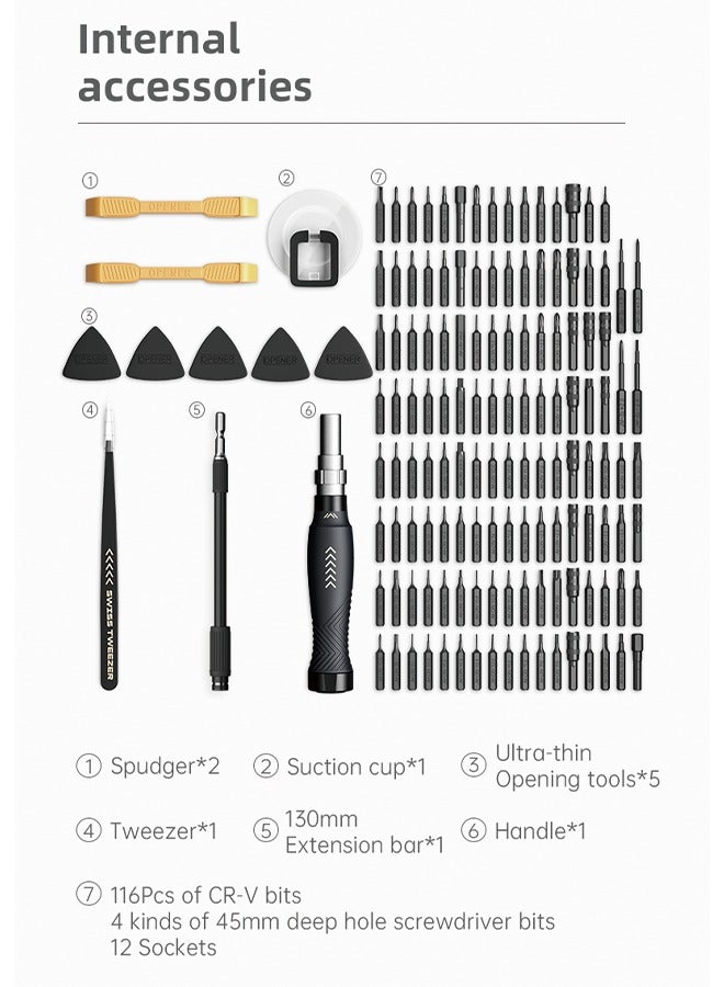 145 in 1 Jakemy JM-8183 Precision Screwdriver Set Magnetic Replaceable Bits Sockets Spudger Opening Tool Tweezer for Smartphones PC Electronics