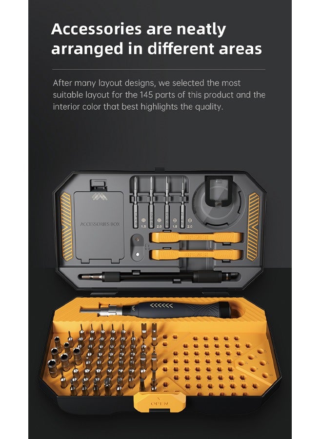 145 in 1 Jakemy JM-8183 Precision Screwdriver Set Magnetic Replaceable Bits Sockets Spudger Opening Tool Tweezer for Smartphones PC Electronics