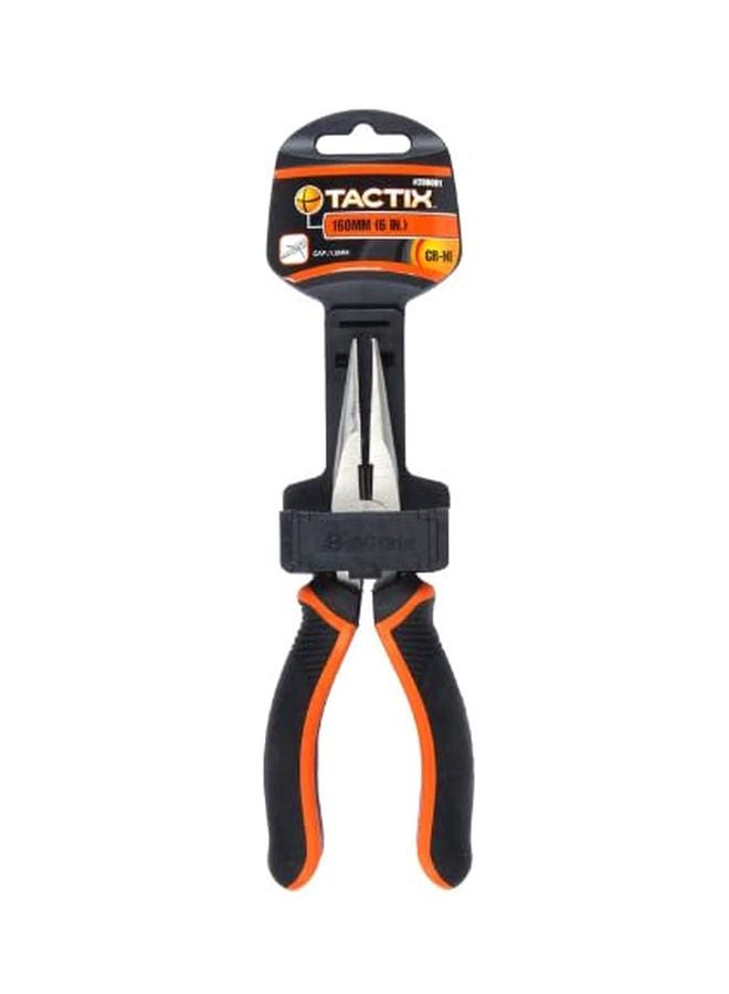 Long Needle Nose Pliers 6 Inches (160Mm), Chrome-Nickel Steel, Soft Grip With Wire Cutter, Long Nose Cutting Pliers For Home, Jewelry, Crafts- 200001 Black/Orange/Silver 16cm
