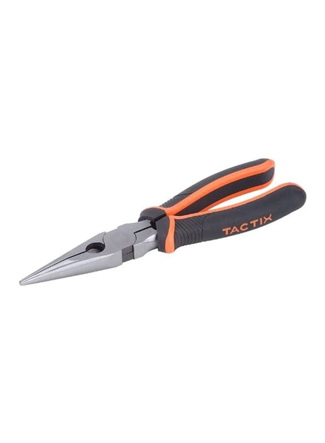 Long Needle Nose Pliers 6 Inches (160Mm), Chrome-Nickel Steel, Soft Grip With Wire Cutter, Long Nose Cutting Pliers For Home, Jewelry, Crafts- 200001 Black/Orange/Silver 16cm