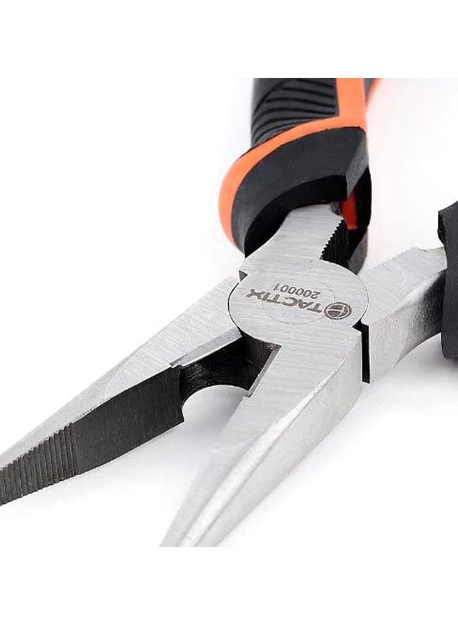 Long Needle Nose Pliers 6 Inches (160Mm), Chrome-Nickel Steel, Soft Grip With Wire Cutter, Long Nose Cutting Pliers For Home, Jewelry, Crafts- 200001 Black/Orange/Silver 16cm