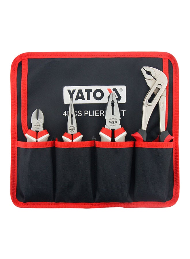 4-Piece Plier Set Red/Black