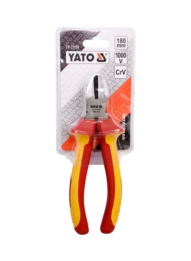 Insulated Side Cutting Plier 180mm VDE-1000V YT-21159 Silver/Yellow/Red