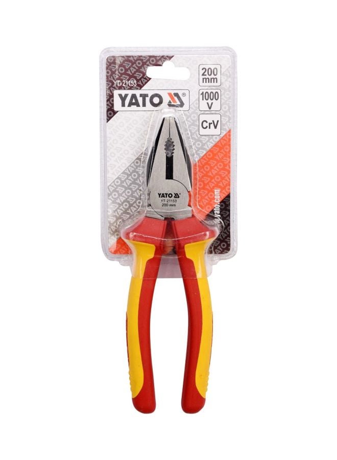Insulated Combination Plier 200mm VDE-1000V YT-21153 Silver/Yellow/Red 8inch