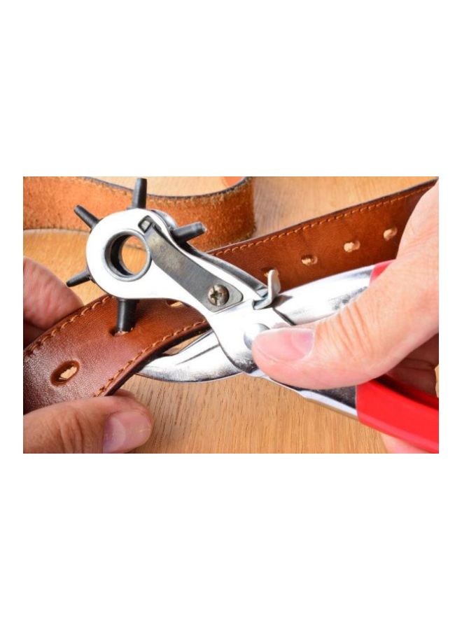 2-Piece Belt Punch Plier Silver/Red