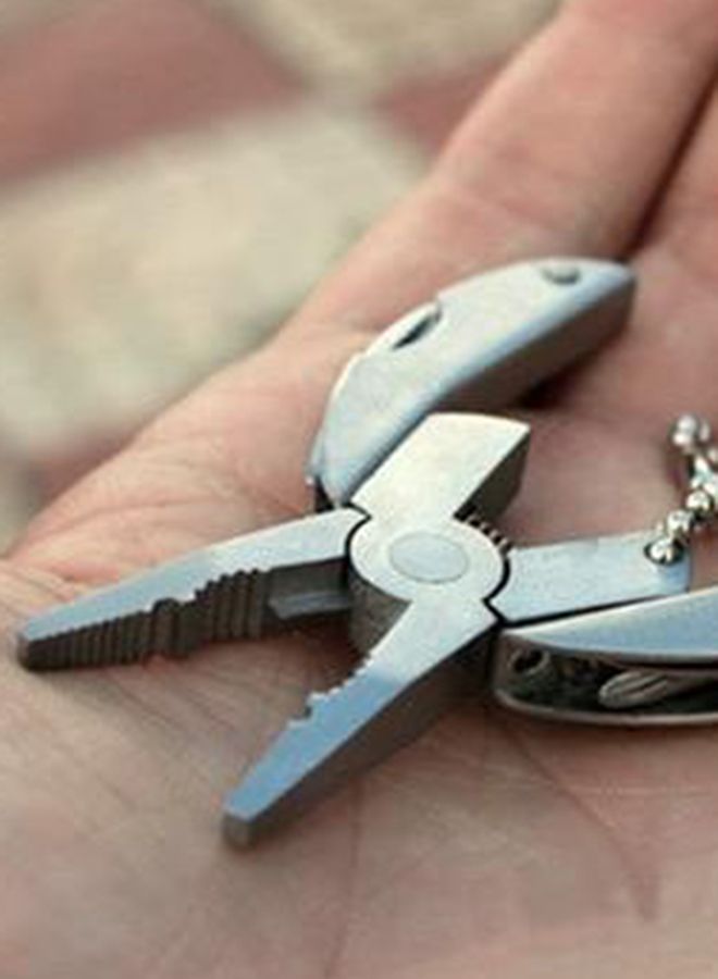Keychain Frame Multi Function Mini Plier Silver