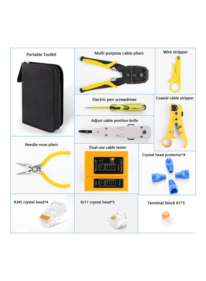 Network Repairing Plier Tool Kit Yellow/Black/Silver 48x30x26mm
