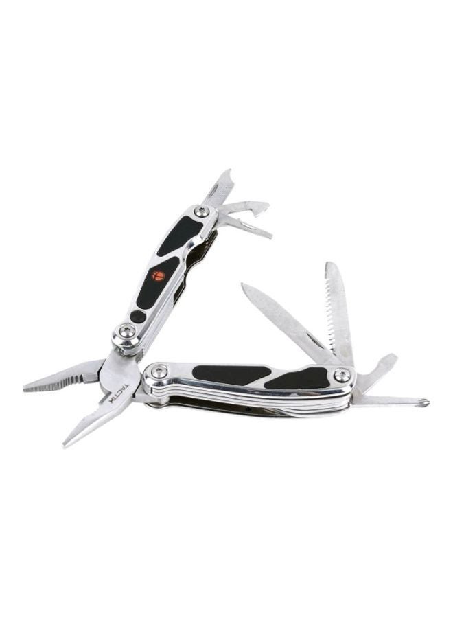 Tactix Mini Multitool with LED Light - Features Long Nose Pliers, Wire Cutter, Knife, Saw Blade, Screwdrivers and More, Silver- 471015 Silver/Black 23.7x13.4x4.1cm