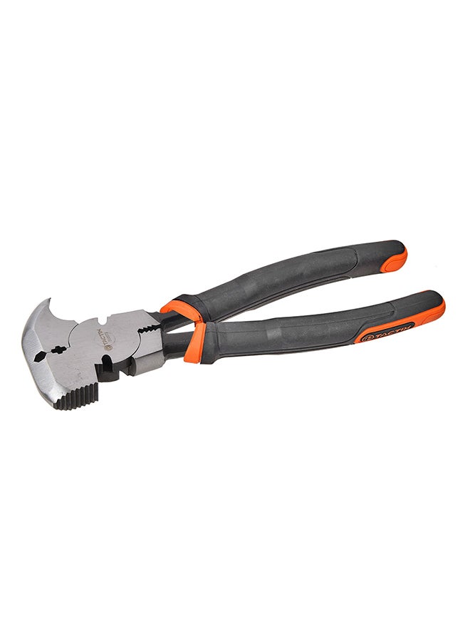 Tactix Fencing Pliers, 270mm (10.5 Inch), Multi Tool Fence Pliers, Fence Tools, Barbed Wire Fence Tools, Fencing Tools, Fence Cutter, Nail Puller Pliers, Staple Puller, Cutting Pliers- 200075 Multicolour