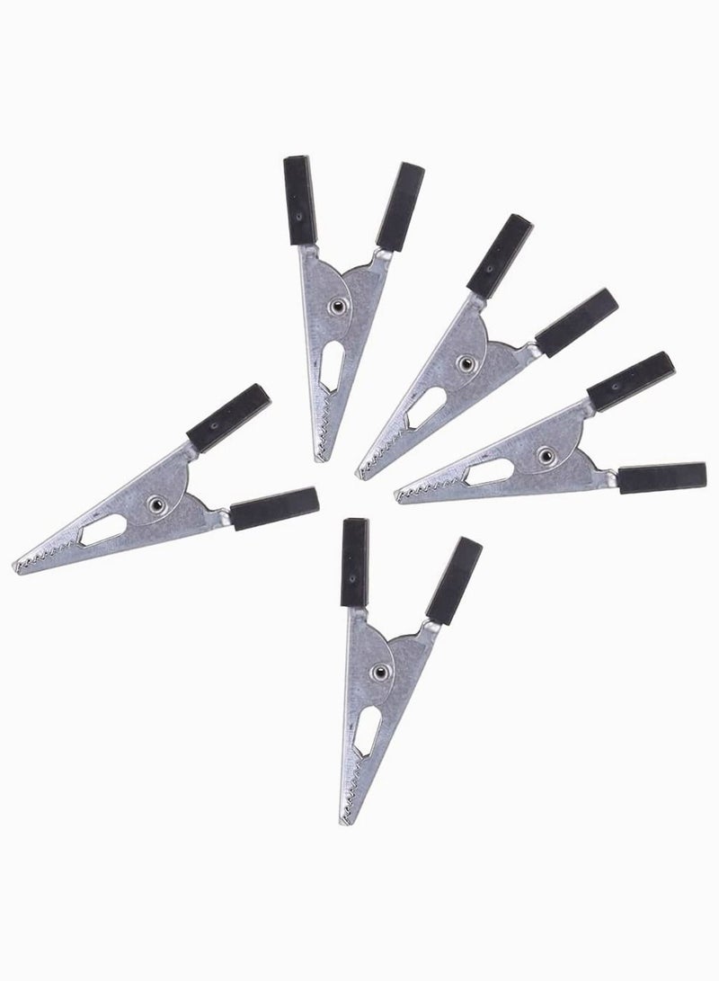 Alligator Clip, SYOSI Iron Clip Test with Sheath, Wire Ground Power Conductive 52MM Thick Iron, Cage Parrots Birds Prevent Escape Metal Safety Door Lock Accessories, Large 5Pcs