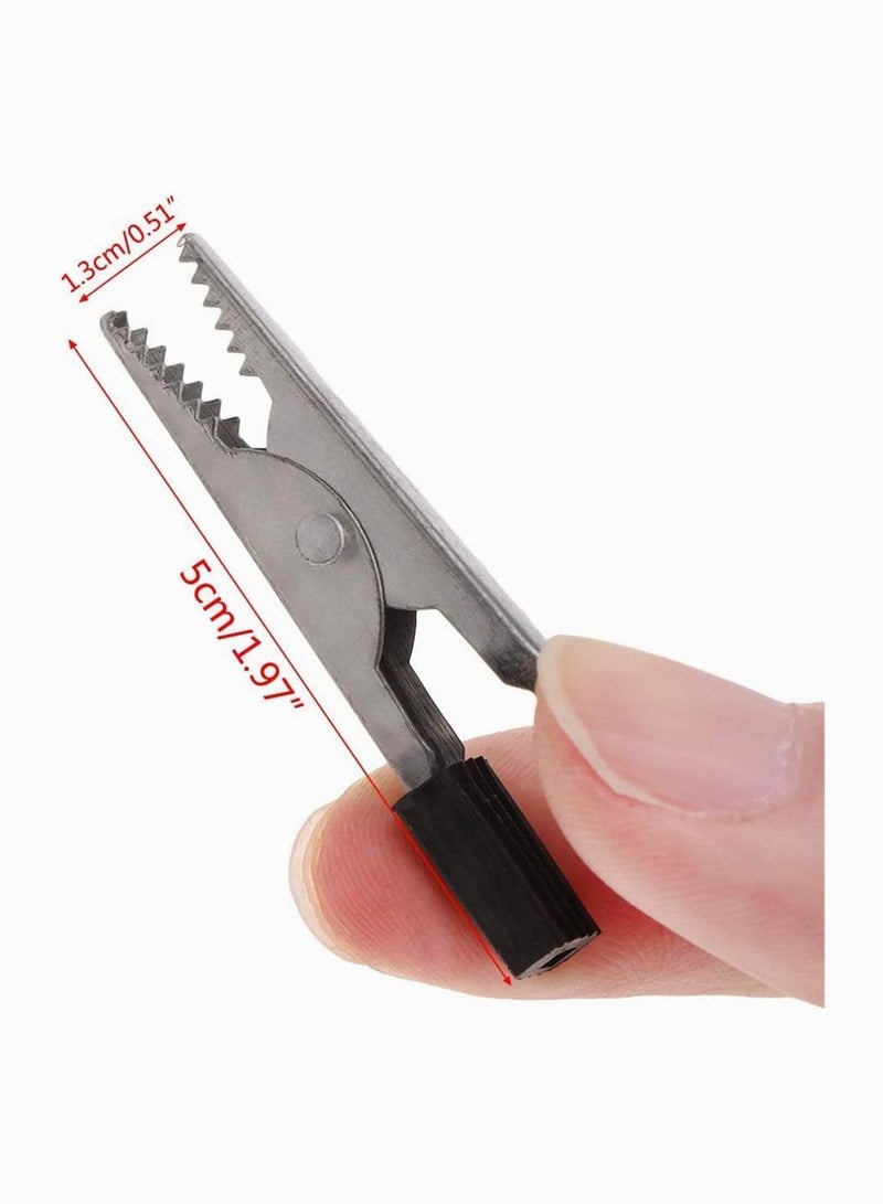 Alligator Clip, SYOSI Iron Clip Test with Sheath, Wire Ground Power Conductive 52MM Thick Iron, Cage Parrots Birds Prevent Escape Metal Safety Door Lock Accessories, Large 5Pcs