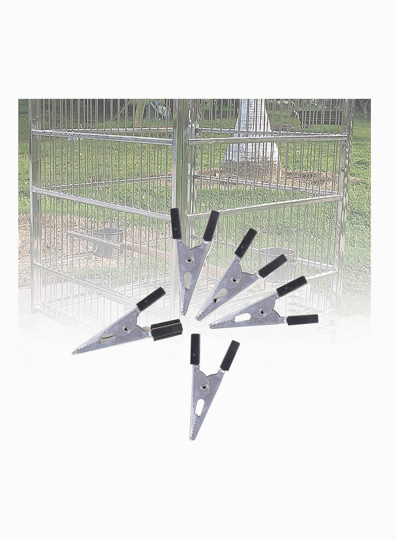 Alligator Clip, SYOSI Iron Clip Test with Sheath, Wire Ground Power Conductive 52MM Thick Iron, Cage Parrots Birds Prevent Escape Metal Safety Door Lock Accessories, Large 5Pcs