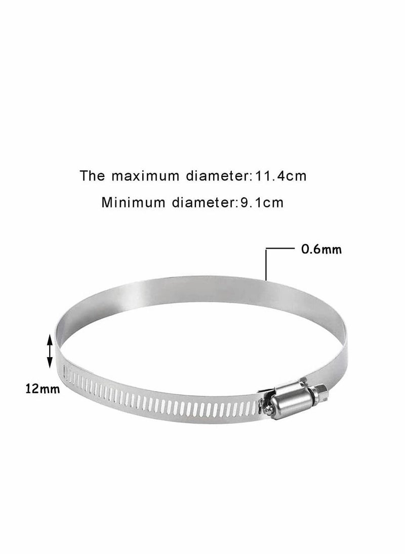 Metal Hose Clip, Large Size Adjustable Ducting Clamps Stainless Steel Clips for Securing Hoses and Pipes Tube, 8 Pieces