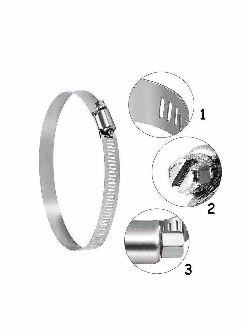 Metal Hose Clip, Large Size Adjustable Ducting Clamps Stainless Steel Clips for Securing Hoses and Pipes Tube, 8 Pieces