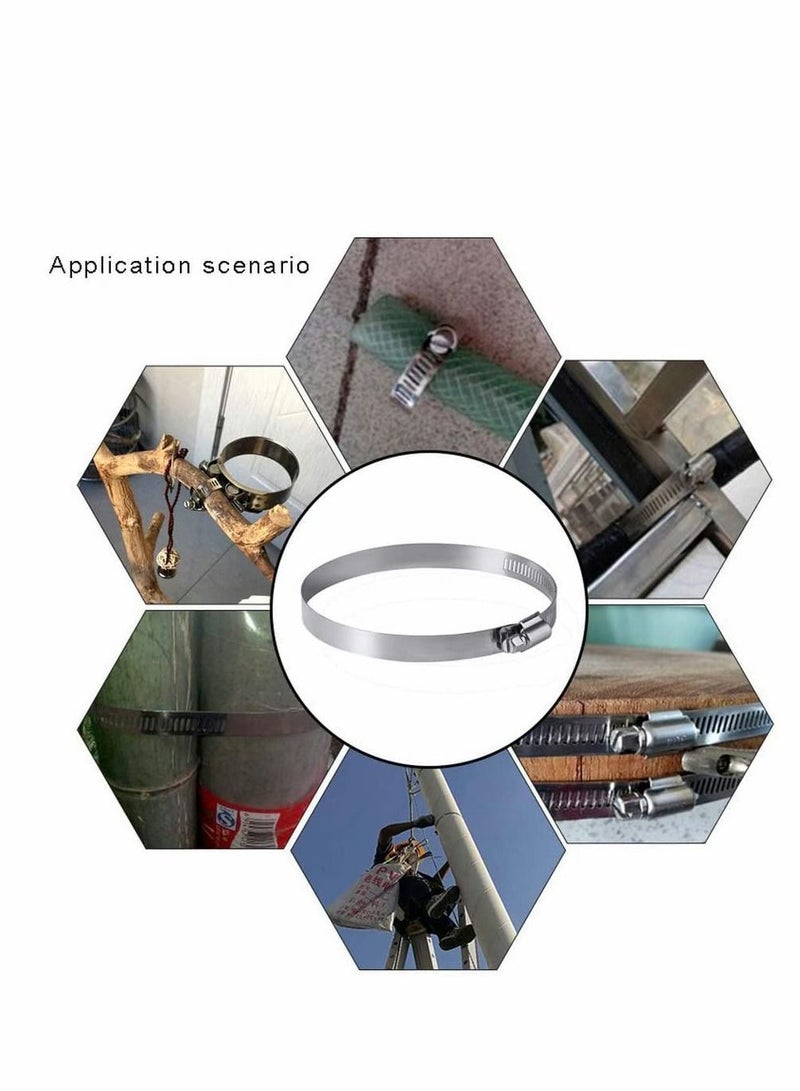 Metal Hose Clip, Large Size Adjustable Ducting Clamps Stainless Steel Clips for Securing Hoses and Pipes Tube, 8 Pieces