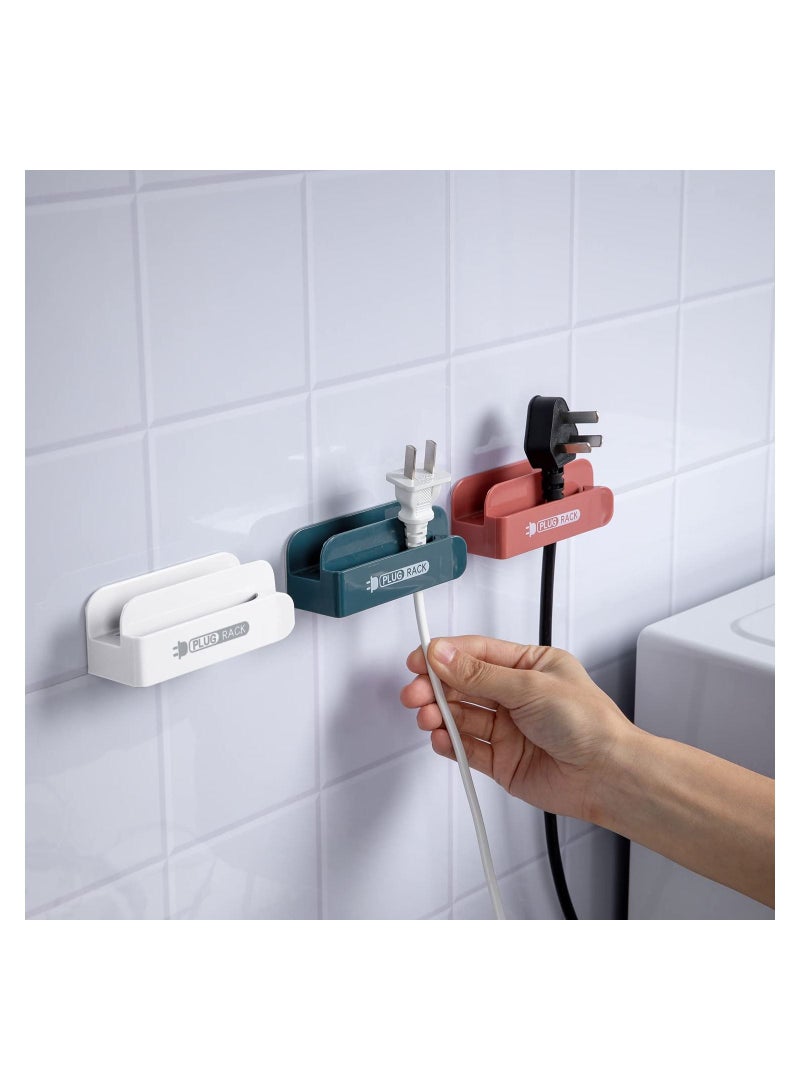 4 Pack Hole-Free Clamp Cable Plugs Organizer, Self Adhesive Management Cord Organizer (4 Colors)