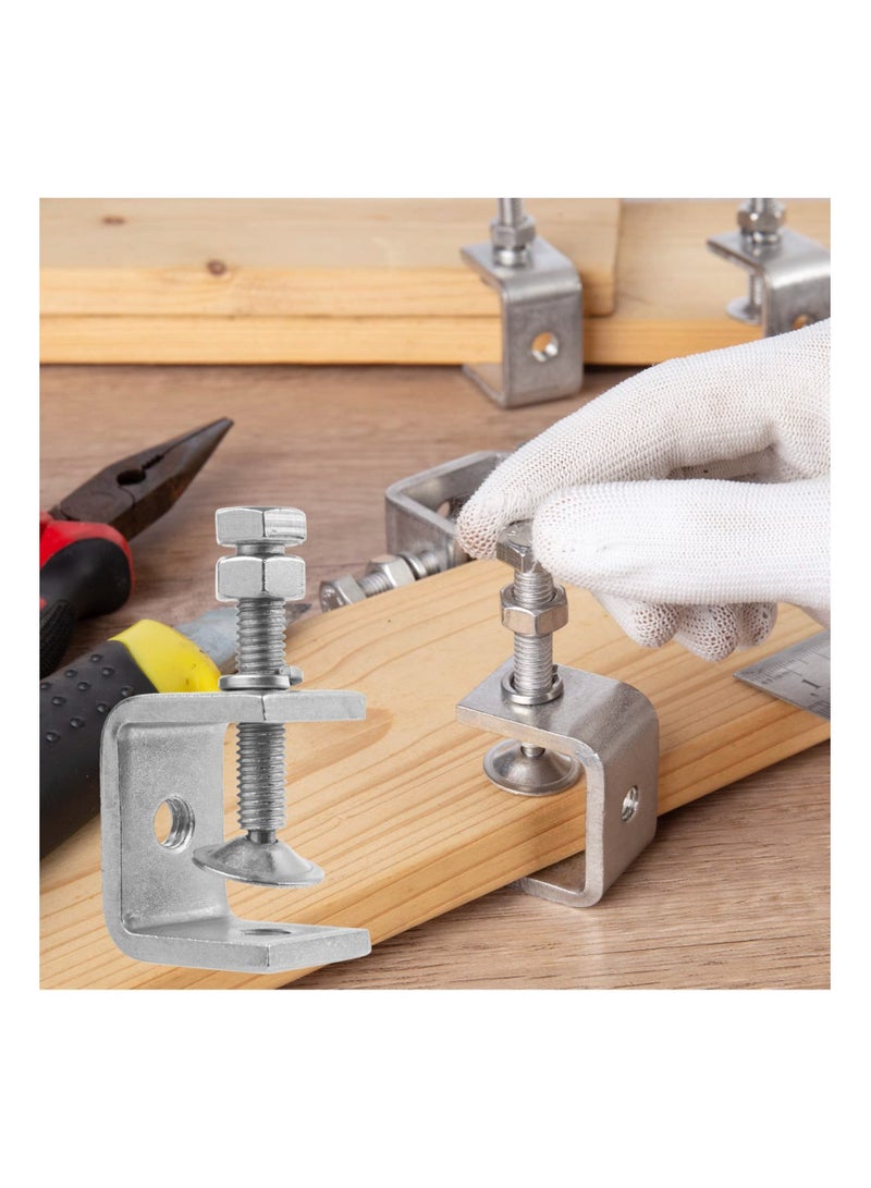 2 Pack 304 Stainless Steel Small C Clamps, 1 Inch Mini C-Clamps Heavy Duty With Wide Jaw Opening for Woodworking and Welding Mounting, Suitable Home Professional Use (30mm)