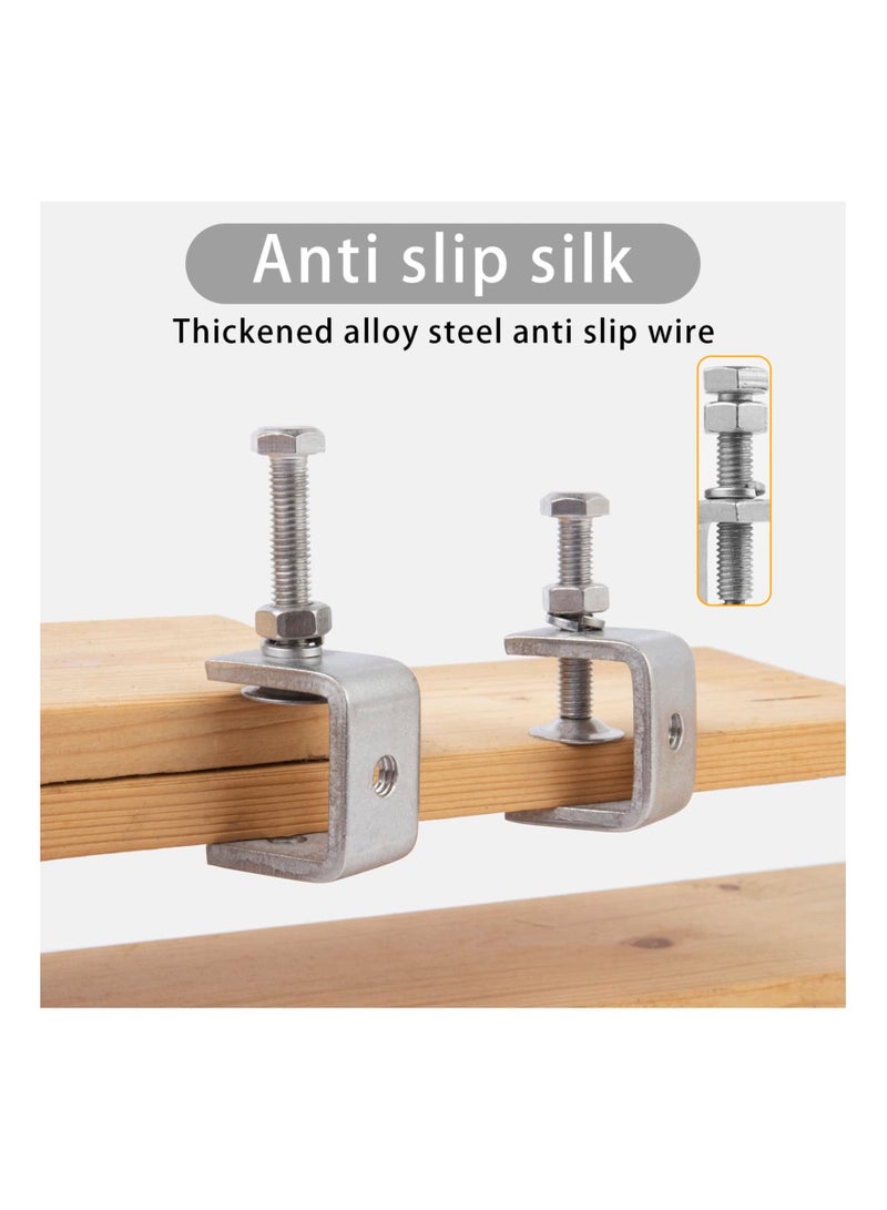 2 Pack 304 Stainless Steel Small C Clamps, 1 Inch Mini C-Clamps Heavy Duty With Wide Jaw Opening for Woodworking and Welding Mounting, Suitable Home Professional Use (30mm)