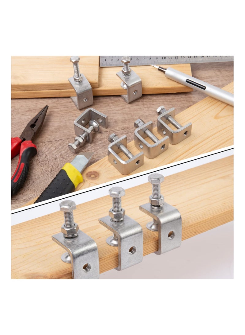 2 Pack 304 Stainless Steel Small C Clamps, 1 Inch Mini C-Clamps Heavy Duty With Wide Jaw Opening for Woodworking and Welding Mounting, Suitable Home Professional Use (30mm)