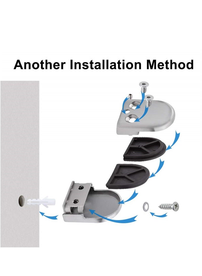 Stainless Steel Glass Clamps, 2 Set Adjustable Shelf Bracket, 10mm Silver Brushed U Shape Balustrade Bracket Clip for Screens, Bathroom Doors, Railings