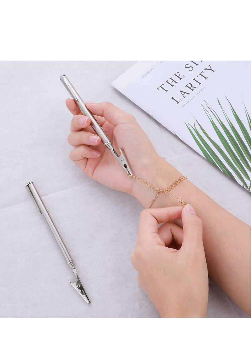2 Pieces Telescoping Bracelet Jewelry Helper Tool Metal Alligator Clip Clamp Mechanics Home Automobile Repairing Fastening Picking Items