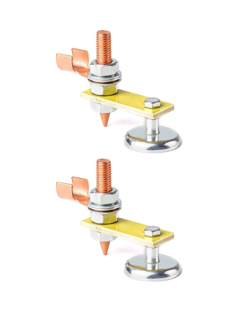Welding Magnetic Ground Clamp, Magnet Head, Copper Tail Support Tool Upgrade Clamp Tools, Head Strong Magnetism Large Suction (2 Pack)