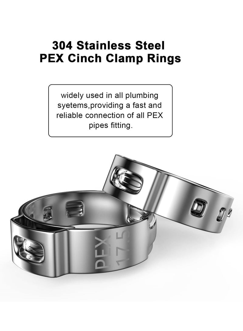 60 Pack 0.5 Inch PEX Cinch Clamps, Premium 304 Stainless Steel Crimp Rings, Secure Tubing Pipe Fittings Connection, Fitting Clamps Pinch Ring
