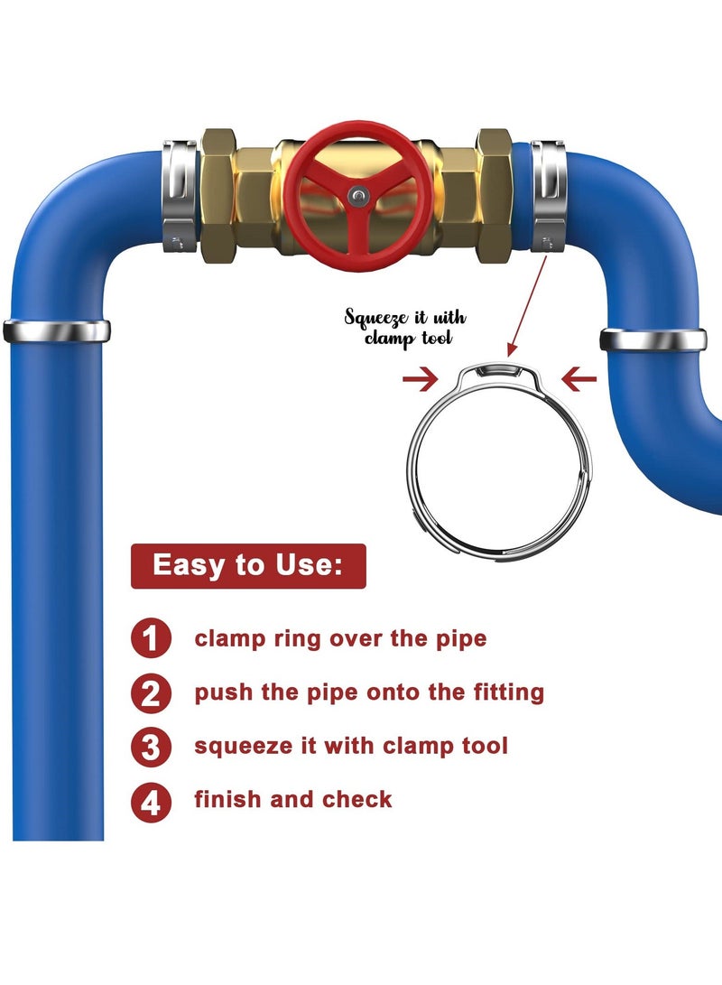 60 Pack 0.5 Inch PEX Cinch Clamps, Premium 304 Stainless Steel Crimp Rings, Secure Tubing Pipe Fittings Connection, Fitting Clamps Pinch Ring