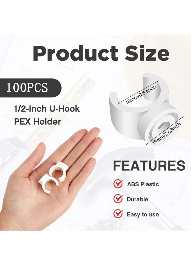 SYOSI 100Pcs PEX Pipe Clamps Holder 1/2 Inch Clips 16 mm PVC Water Support Hangers Socket