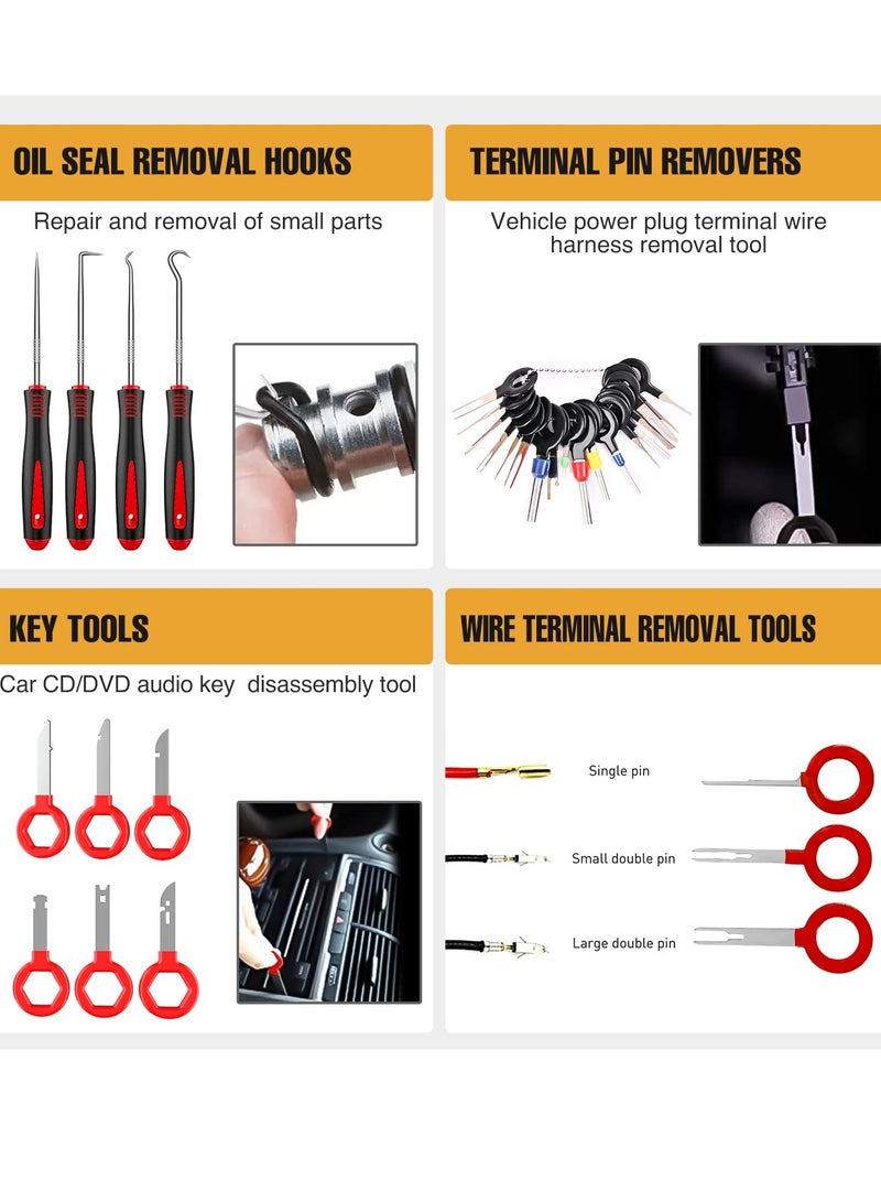 238Pcs Trim Removal Tool, Auto Push Pin Bumper Retainer Clip Set Fastener Terminal Remover Tool Adhesive Cable Clips Pry Kit Car Panel Radio Removal Auto Clip Pliers