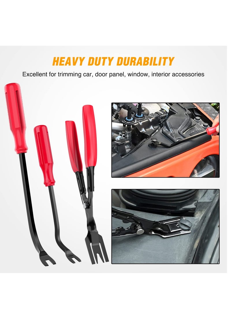 238Pcs Trim Removal Tool, Auto Push Pin Bumper Retainer Clip Set Fastener Terminal Remover Tool Adhesive Cable Clips Pry Kit Car Panel Radio Removal Auto Clip Pliers