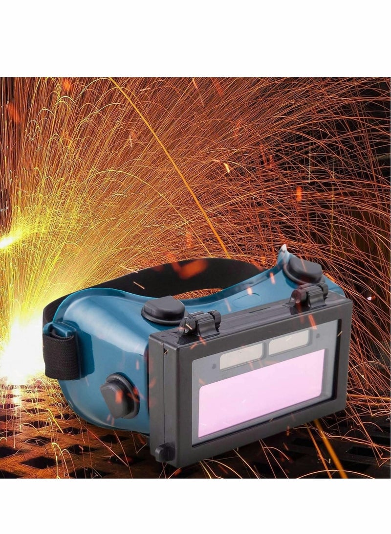 Auto Darkening Welding Goggles with Clear Inner Lenses, Welding Helmet Solar Welder Eyes Glasses, Eye Protection Welding Glasses Flip Up Lens (Dark Green)