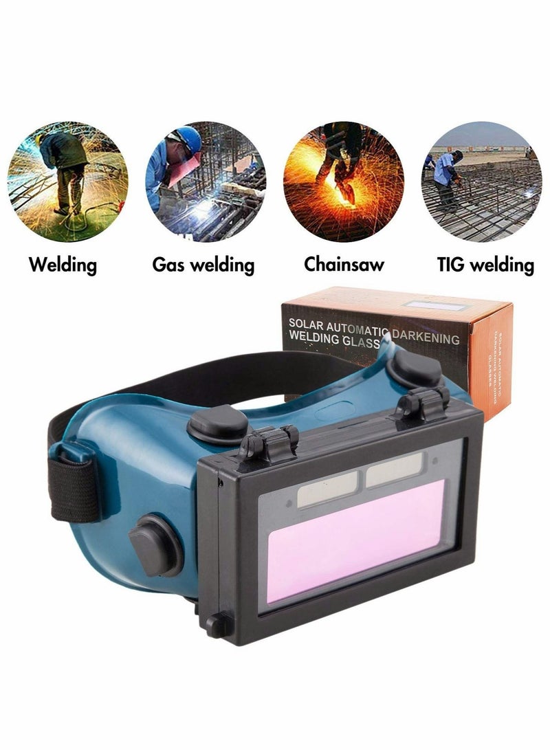 Auto Darkening Welding Goggles with Clear Inner Lenses, Welding Helmet Solar Welder Eyes Glasses, Eye Protection Welding Glasses Flip Up Lens (Dark Green)