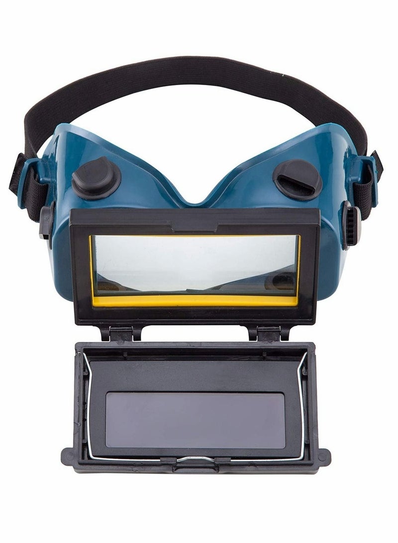 Auto Darkening Welding Goggles with Clear Inner Lenses, Welding Helmet Solar Welder Eyes Glasses, Eye Protection Welding Glasses Flip Up Lens (Dark Green)