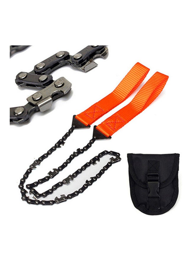 Portable Foldable Outdoor Survival Pocket Hand Chain Saw Orange/Black 14x4x10cm