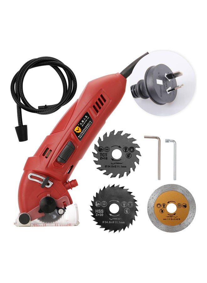 Multi-Functional Mini Circular Saw With Accessories Red/Silver/Black