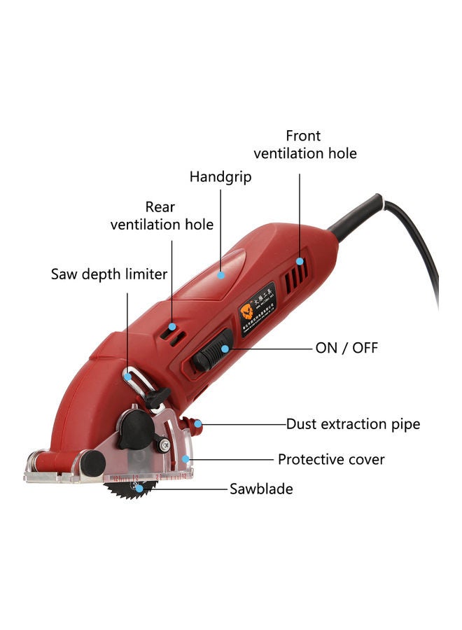 Multi-Functional Mini Circular Saw With Accessories Red/Silver/Black