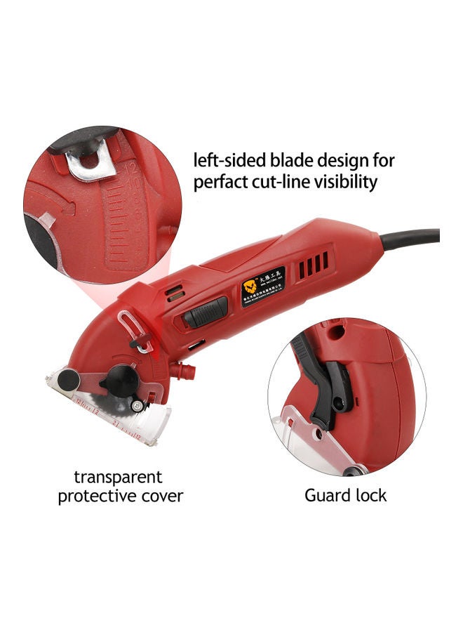 Multi-Functional Mini Circular Saw With Accessories Red/Silver/Black