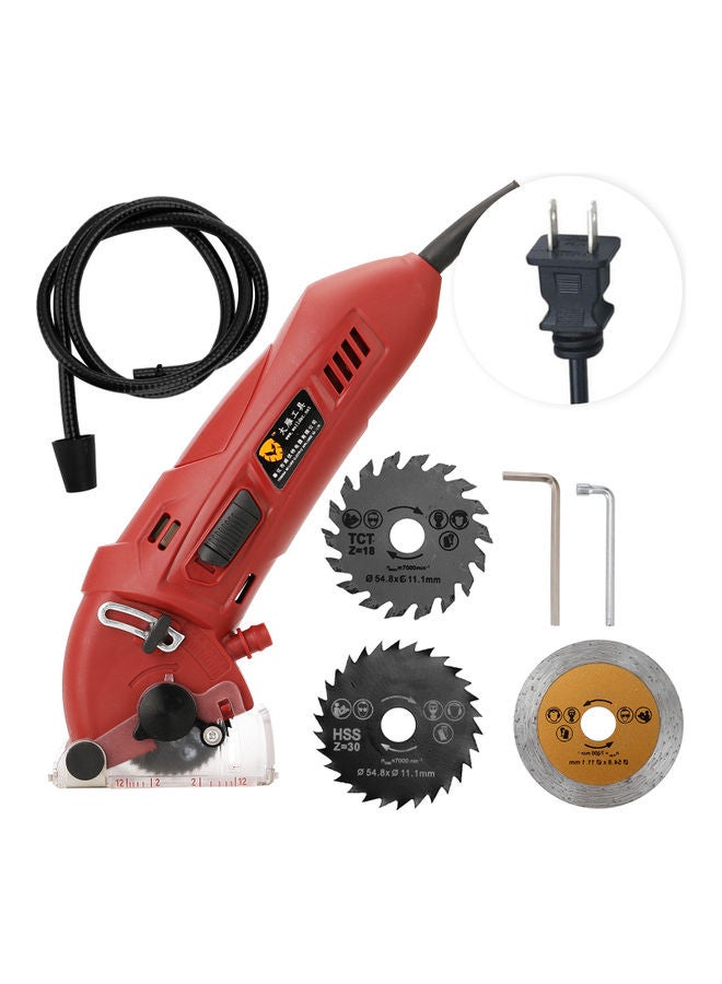 Multi-Functional Mini Circular Saw With Accessories Red/Silver/Black