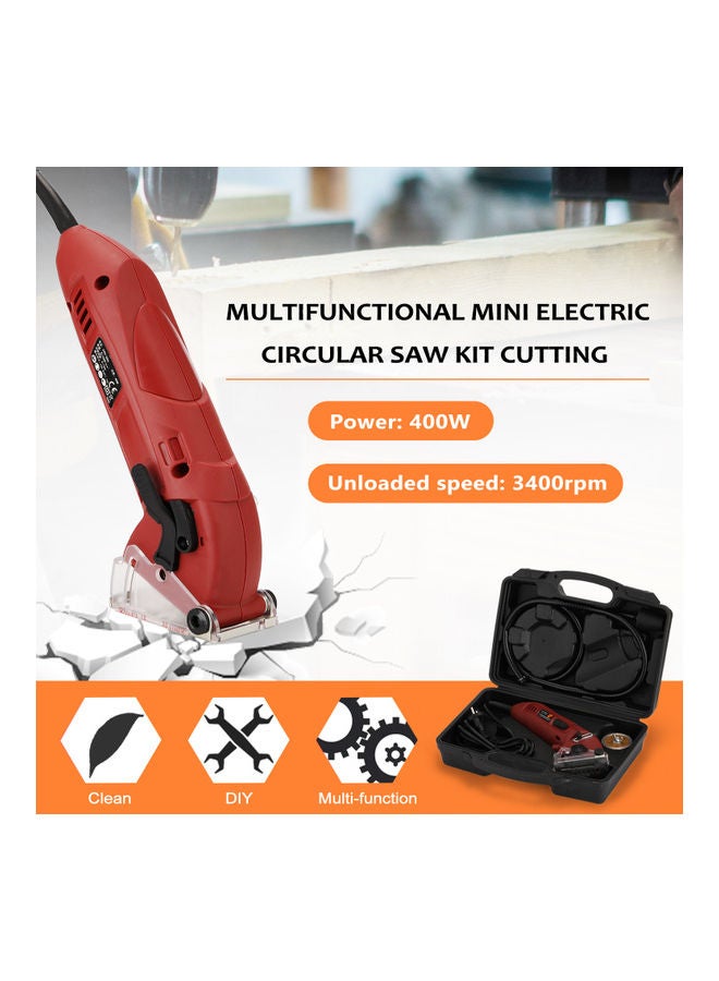 Multi-Functional Mini Circular Saw With Accessories Red/Silver/Black