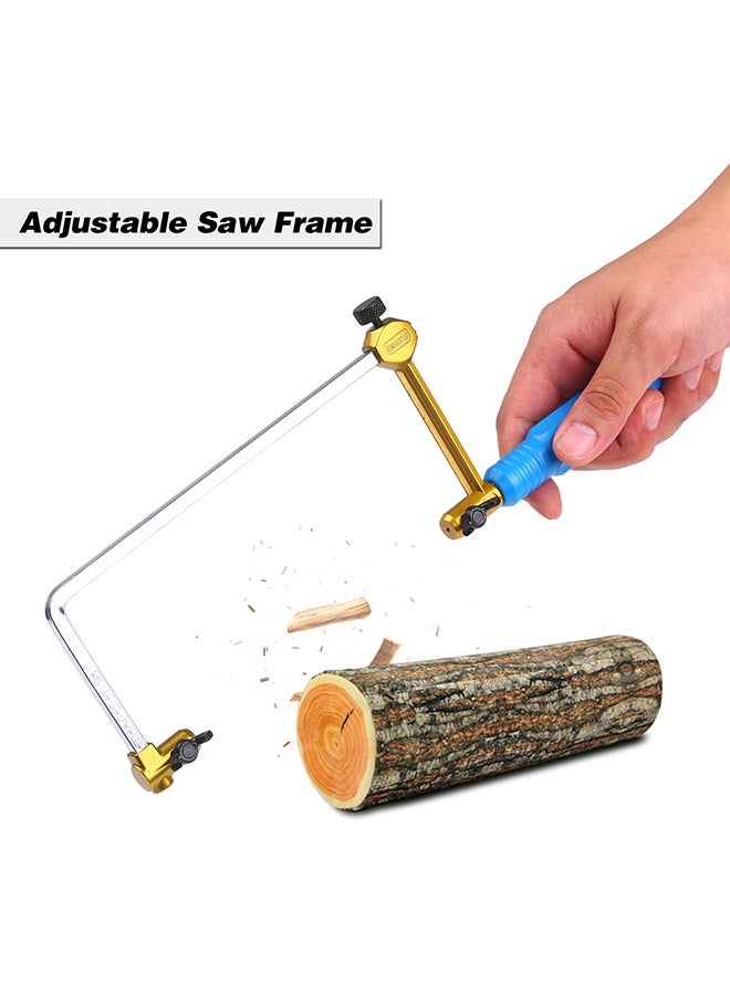 Adjustable Saw Frame Handsaw U-Shape Saw Bow Cutting Tool for Woodworking Handcraft Jewelry Making DIY Project 300mm Total Length Blue 23.0x15.5x3.5cm