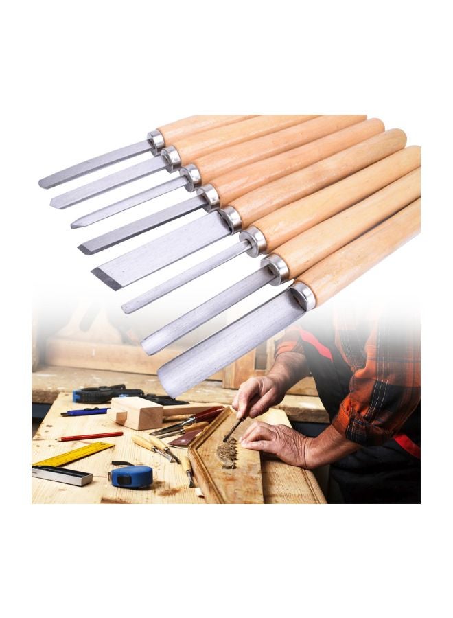 8-Piece Wood Lathe Chisel Set Beige/Silver