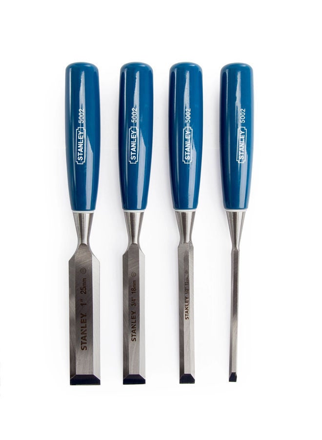 4-Piece Chisel Set Silver/Blue 6, 12, 18, 25mm