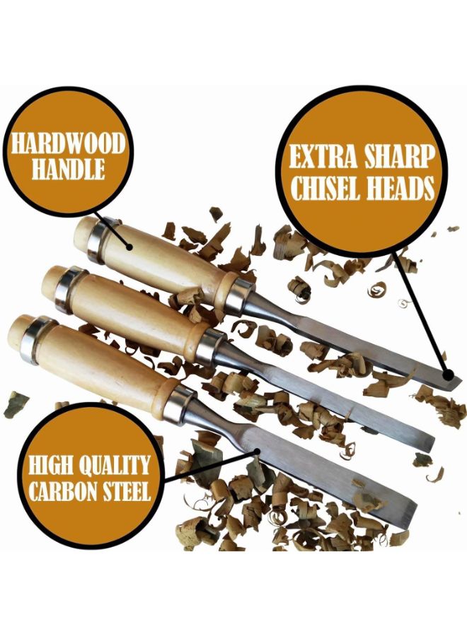 Set Of 12 Wood Carving Tools Knife Kit Silver/Beige 120grams