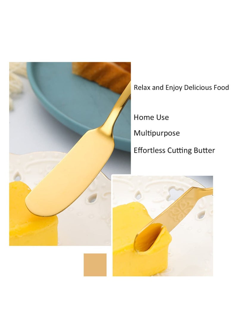 304 Butter Knife 6 Pieces, Stainless Steel Household Butter Spatula, Dessert and Jam Small Scraper, Butter Knife Spreader for Home, kitchen Gold