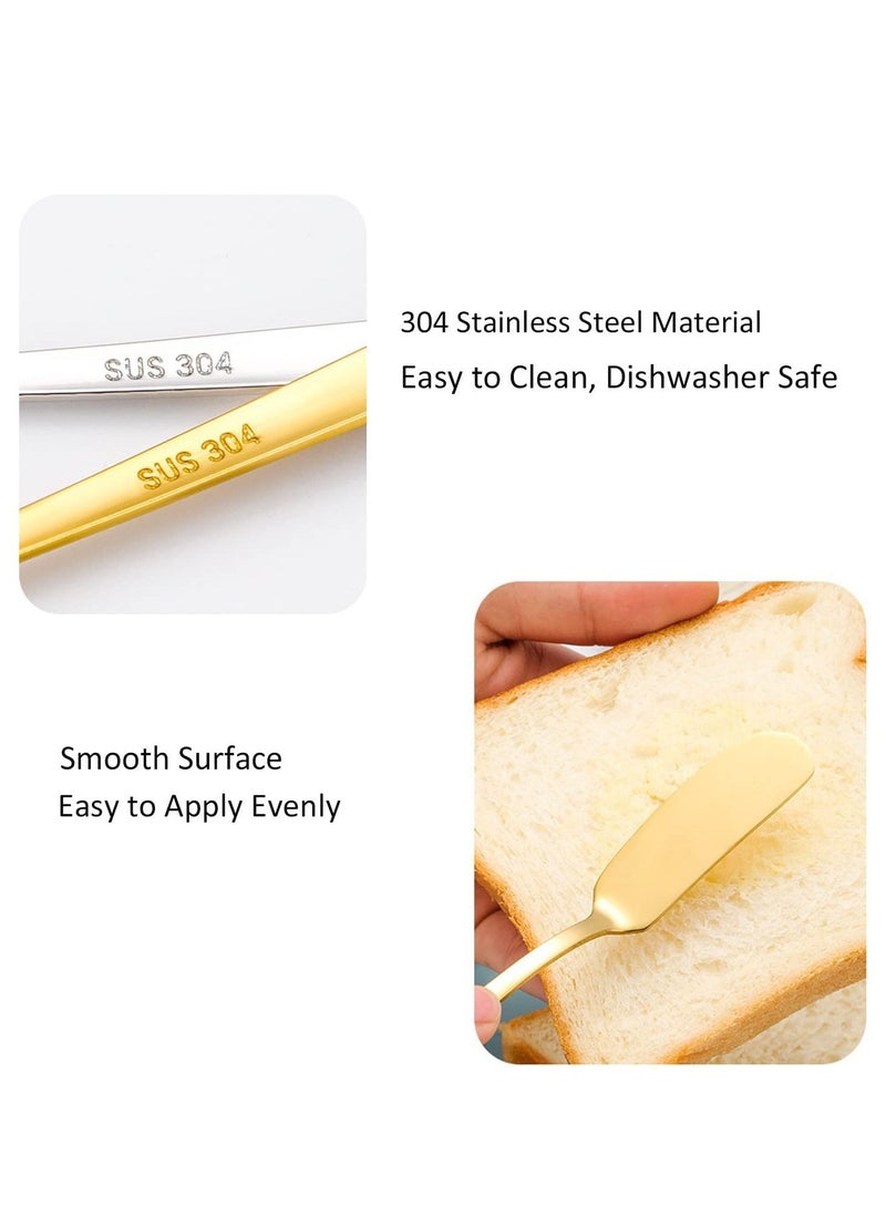 304 Butter Knife 6 Pieces, Stainless Steel Household Butter Spatula, Dessert and Jam Small Scraper, Butter Knife Spreader for Home, kitchen Gold