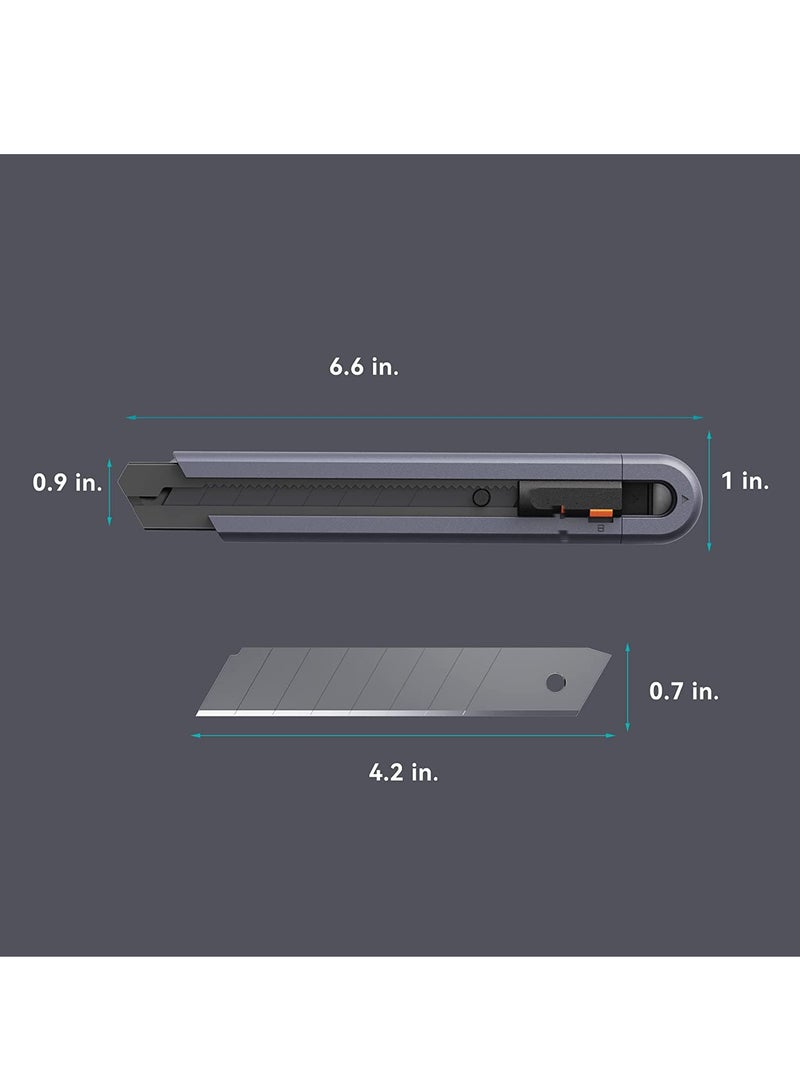 SYOSI Box Cutter Utility Knife, SK2 Retractable Box Cutter Snap Off Safety Cutter with ABS Grip, Stainless Steel Box Cutter for Cardboard Papers and Plastics, 2 Spare Blades